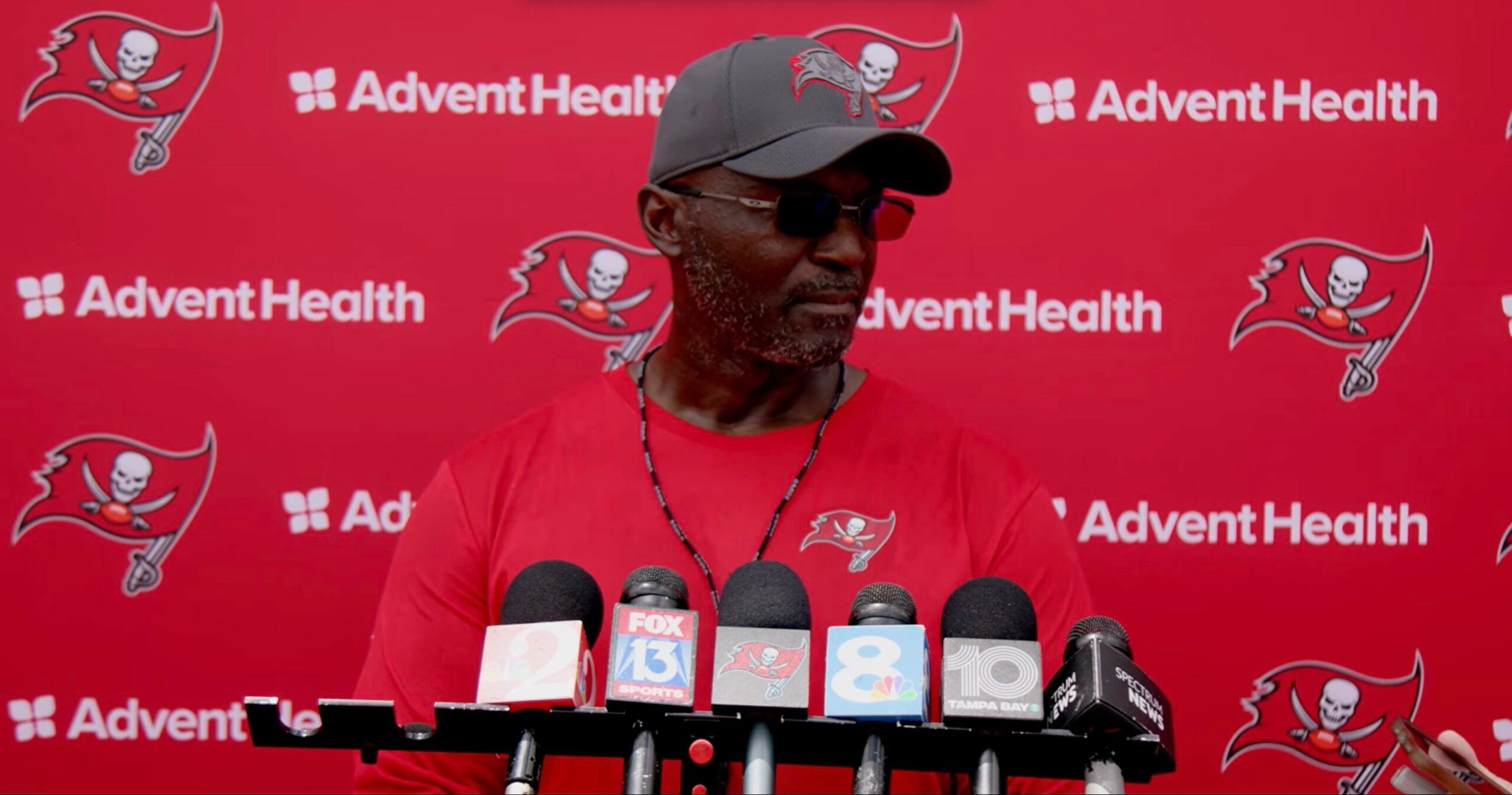 Todd Bowles explained why Buccaneers free agent Al-Quadin Muhammad hasn't been on the practice field.