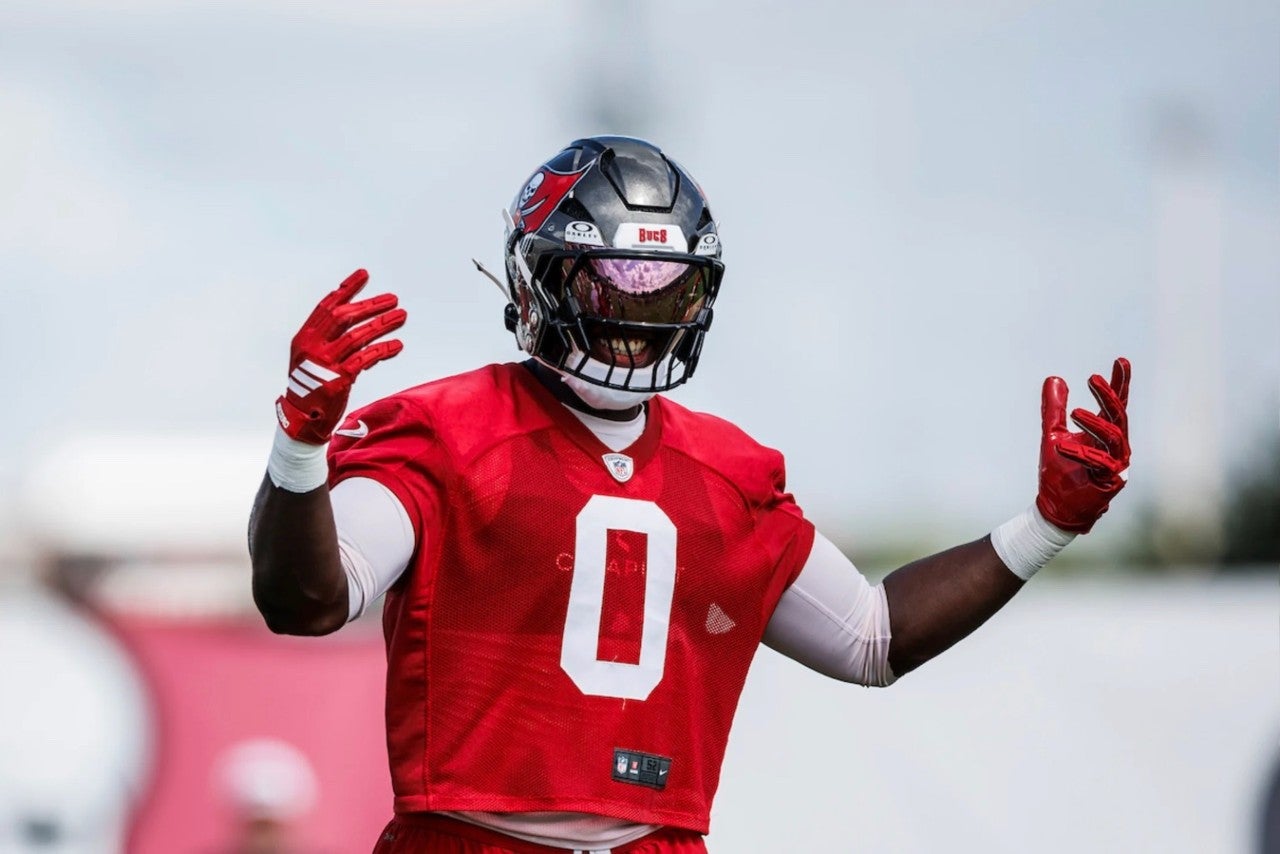 TAMPA, FL. – June 16, 2026 – Outside Linebacker Yaya Diaby #0 of the Tampa Bay Buccaneers during 2026 minicamp at AdventHealth Training Center. Photo by Tori Richman/Tampa Bay Buccaneers