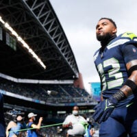Sep 19, 2021; Seattle, Washington, USA; Seattle Seahawks strong safety Jamal Adams (33) returns to the locker room following pregame warmups against the Tennessee Titans at Lumen Field.