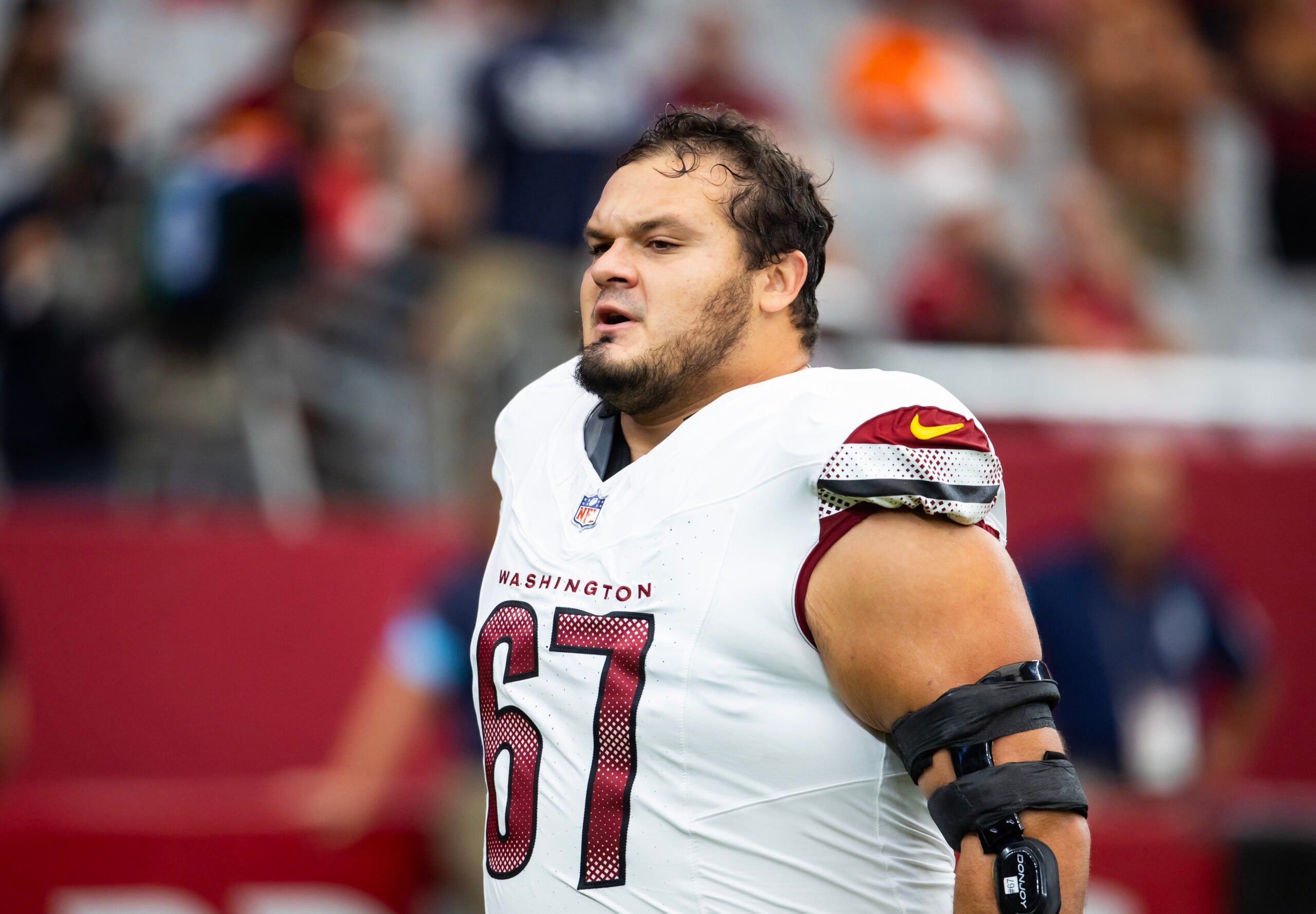 Nick Allegretti suffered an injury on the first day of Commanders training camp.