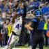 Jan 5, 2025; Detroit, Michigan, USA; Minnesota Vikings safety Josh Metellus (44) tips a pass by Detroit Lions quarterback Jared Goff (16) which was intercepted by Minnesota Vikings linebacker Ivan Pace Jr. (0) during the first half at Ford Field.