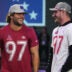 Jan 30, 2025; Orlando, FL, USA; NFC defensive end Nick Bosa of the San Francisco 49ers (left) with brother and AFC linebacker Joey Bosa during the Pro Bowl Skills Challenge at Nicholson Fieldhouse.