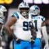 Nov 16, 2025; Atlanta, Georgia, USA; Carolina Panthers defensive tackle Derrick Brown (95) looks on in the second half against the Atlanta Falcons at Mercedes-Benz Stadium.
