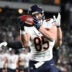 Nov 28, 2025; Philadelphia, Pennsylvania, USA; Chicago Bears tight end Cole Kmet (85) makes a reception for a touchdown against the Philadelphia Eagles during the fourth quarter of the game at Lincoln Financial Field.