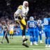 Pittsburgh Steelers cornerback Jalen Ramsey (5) celebrates 29-24 against Detroit Lions at Ford Field in Detroit on Sunday, Dec. 21, 2025.