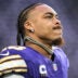 Jan 4, 2026; Minneapolis, Minnesota, USA; Minnesota Vikings wide receiver Justin Jefferson (18) warms up prior to the game against the Green Bay Packers at U.S. Bank Stadium.
