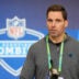 Feb 24, 2026; Indianapolis, IN, USA; Carolina Panthers general manager Dan Morgan speaks at the NFL Scouting Combine at the Indiana Convention Center.