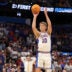 Mar 22, 2026; Tampa, FL, USA; Florida Gators forward Thomas Haugh (10) shoots the ball against the Iowa Hawkeyes in the second half during a second round game of the men's 2026 NCAA Tournament at Benchmark International Arena.