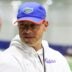 Florida head coach Jon Sumrall talks on the sideline during spring practice at Sanders Practice Fields in Gainesville, FL on Tuesday, April 7, 2026.