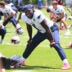 Jun 2, 2026; Foxborough, MA, USA; New England Patriots wide receiver A.J. Brown (1) warms up during the team's OTA at Gillette Stadium.
