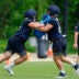 Jun 9, 2026; Lake Forest, IL, USA; Chicago Bears offensive lineman Jaren Kump (L) and Garrett Bradbury (R) train during Chicago Bears Minicamp at Halas Hall.
