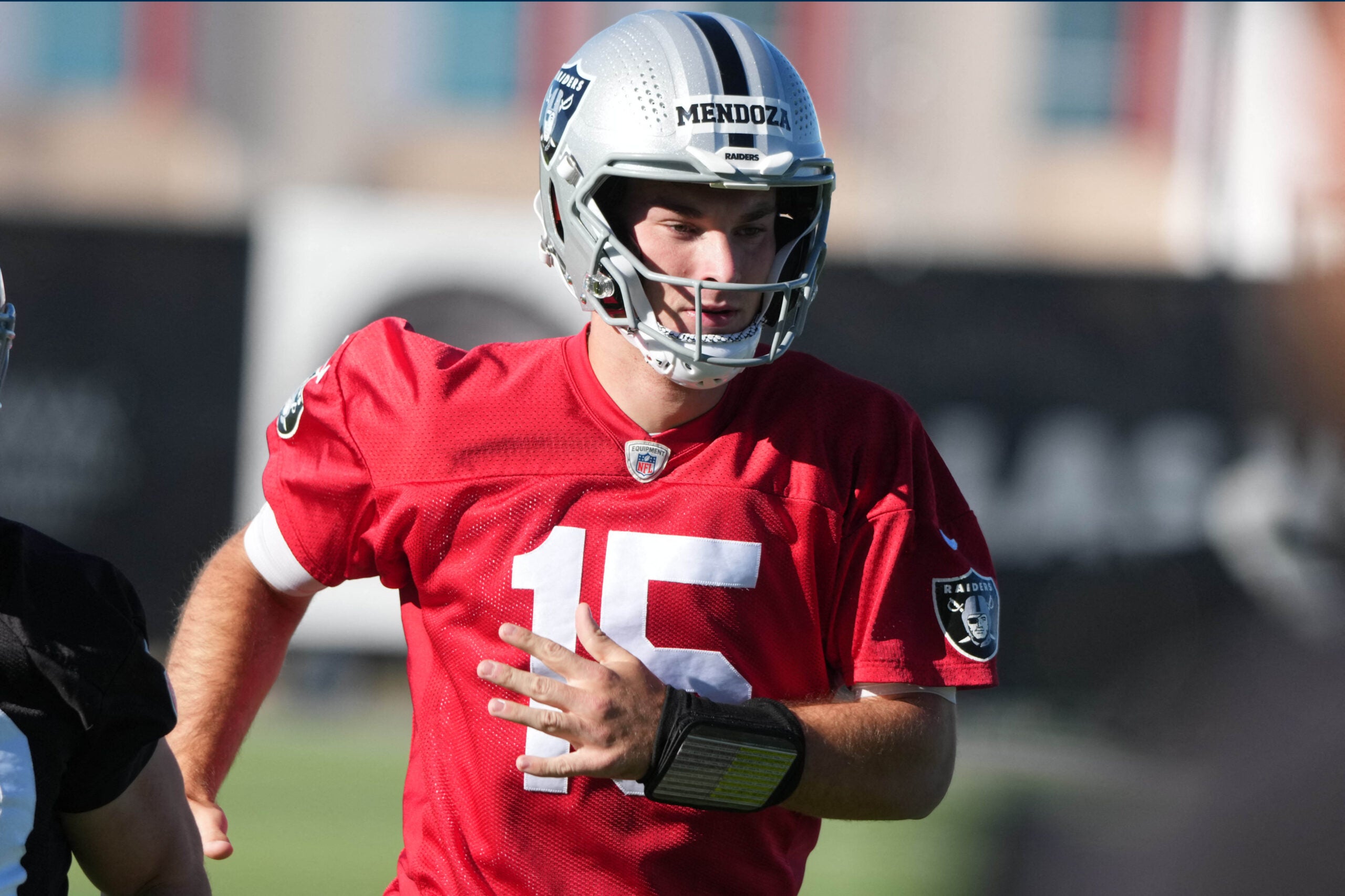 Las Vegas Raiders quarterback Fernando Mendoza training camp