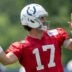 Indianapolis Colts quarterback Daniel Jones (17) throws Wednesday, June 10, 2026, during minicamp at Indiana Farm Bureau Football Center in Indianapolis.