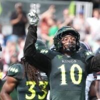Louisville’s Kaden Prather (10) was first ruled a touchdown but it was taking away saying he was down within the 1 yard line against the Dallas Renegades at Lynn Family Stadium. May 24, 2026
