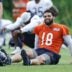 Jun 11, 2026; Lake Forest, IL, USA; Chicago Bears quarterback Caleb Williams (18) smiles during Minicamp at Halas Hall.