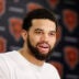 Jun 11, 2026; Lake Forest, IL, USA; Chicago Bears quarterback Caleb Williams (18) speaks during Minicamp at Halas Hall.