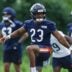 Jun 11, 2026; Lake Forest, IL, USA; Chicago Bears running back Roschon Johnson (23) warms up during Minicamp at Halas Hall.