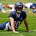 Jun 16, 2026; Englewood, CO, USA; Denver Broncos quarterback Bo Nix (10) warms up during mini camp at Broncos Park.