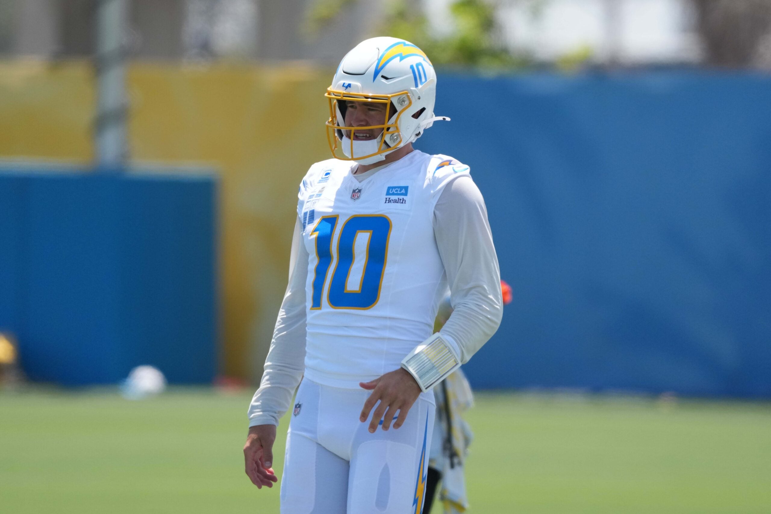 Jun 16, 2026, El Segundo, California; Los Angeles Chargers quarterback Justin Herbert (10) during minicamp at The Bolt.
