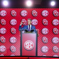 Oklahoma Sooners head coach Brent Venables 2028 quarterback Trey Tagliaferri