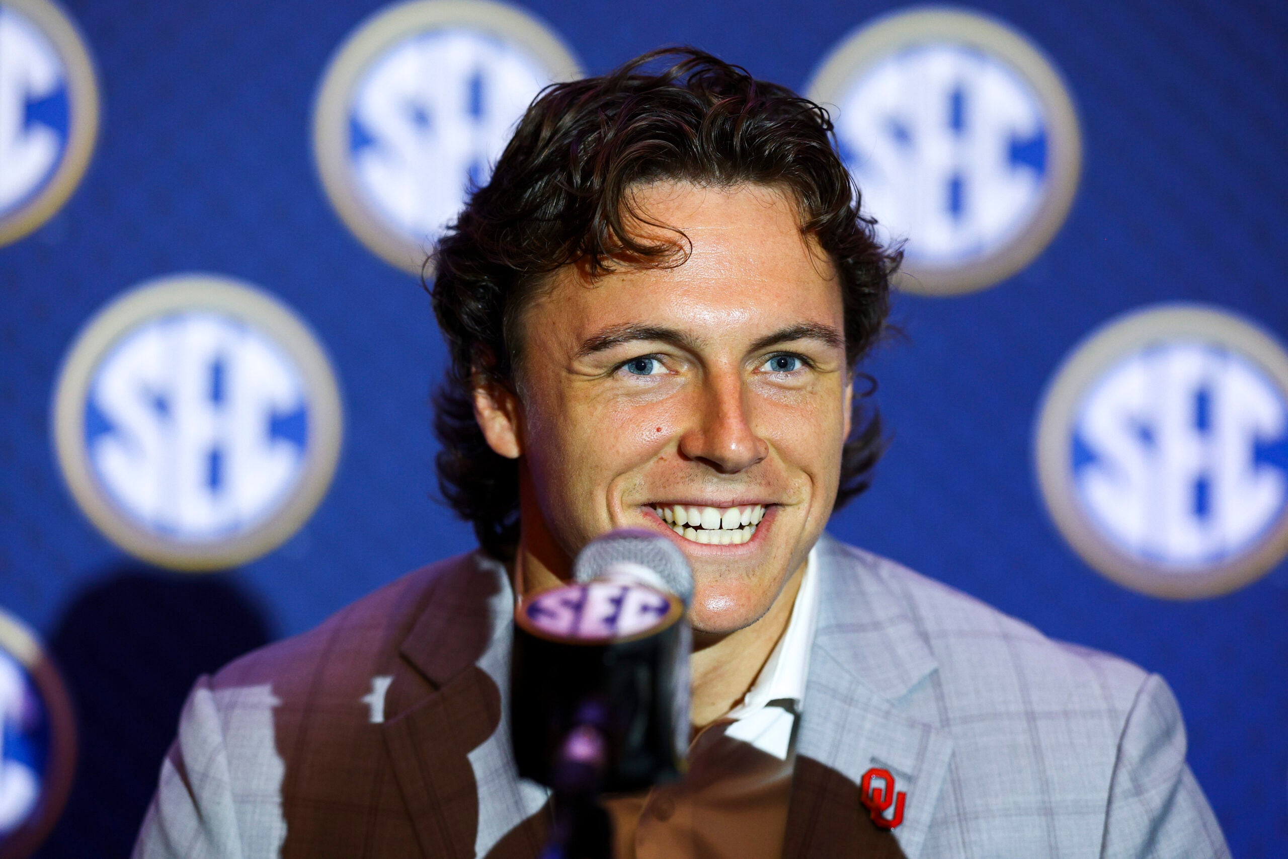 Oklahoma Sooners quarterback John Mateer SEC Media Days Kip Lewis