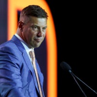 Jul 22, 2026; Tampa, FL, USA; Florida Gators head coach Jon Sumrall speaks to the press during SEC Football Kickoff Media Day at the Tampa Marriott.