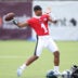 Jul 30, 2026; Philadelphia, PA, USA; Philadelphia Eagles quarterback Jalen Hurts (1) throws a ball during training camp at Jefferson Health Training Complex.