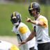 Jul 29, 2026; Latrobe, PA, USA; Pittsburgh Steelers quarterback Aaron Rodgers (8) participates in a practice session at training camp at Saint Vincent College.