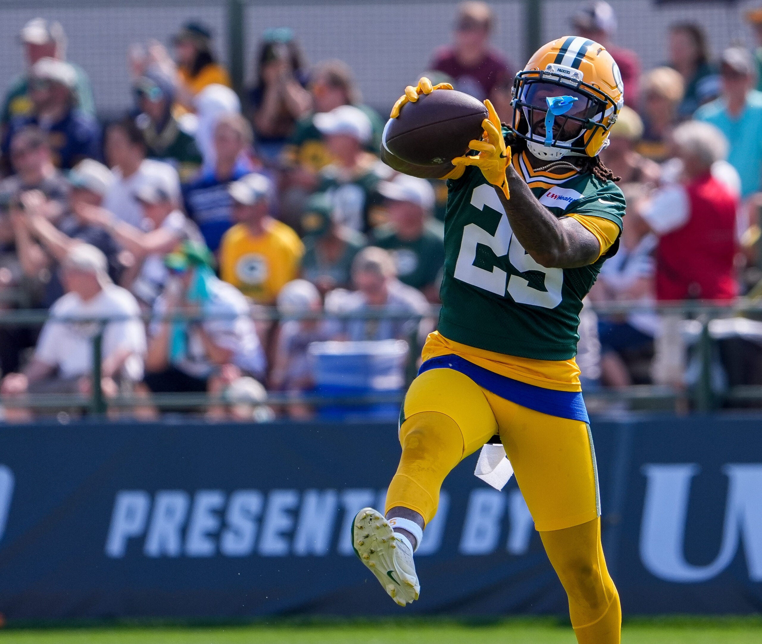 Green Bay Packers cornerback Keisean Nixon (25) runs through a drill during the second day of training camp Thursday, July 30, 2026, at the Don Hutson Center in Ashwaubenon, Wisconsin.