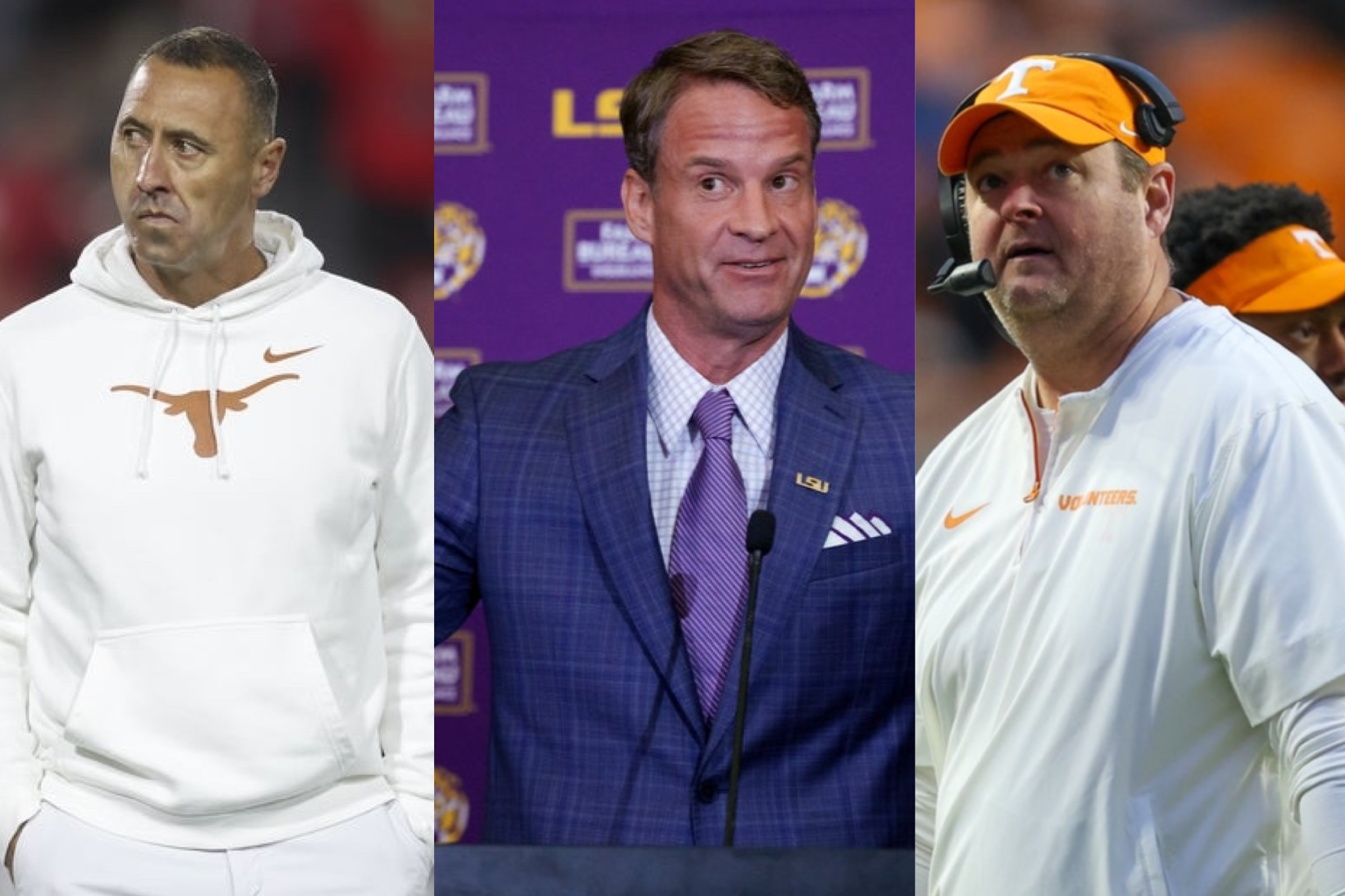 SEC Media Days head coach expectation tiers Steve Sarkisian Lane Kiffin Josh Heupel