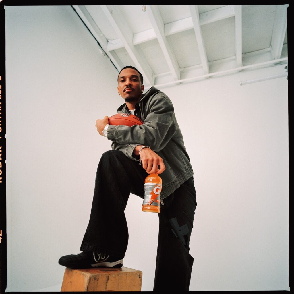 Jayden Daniels poses for a picture in a recent shoot with Gatorade.