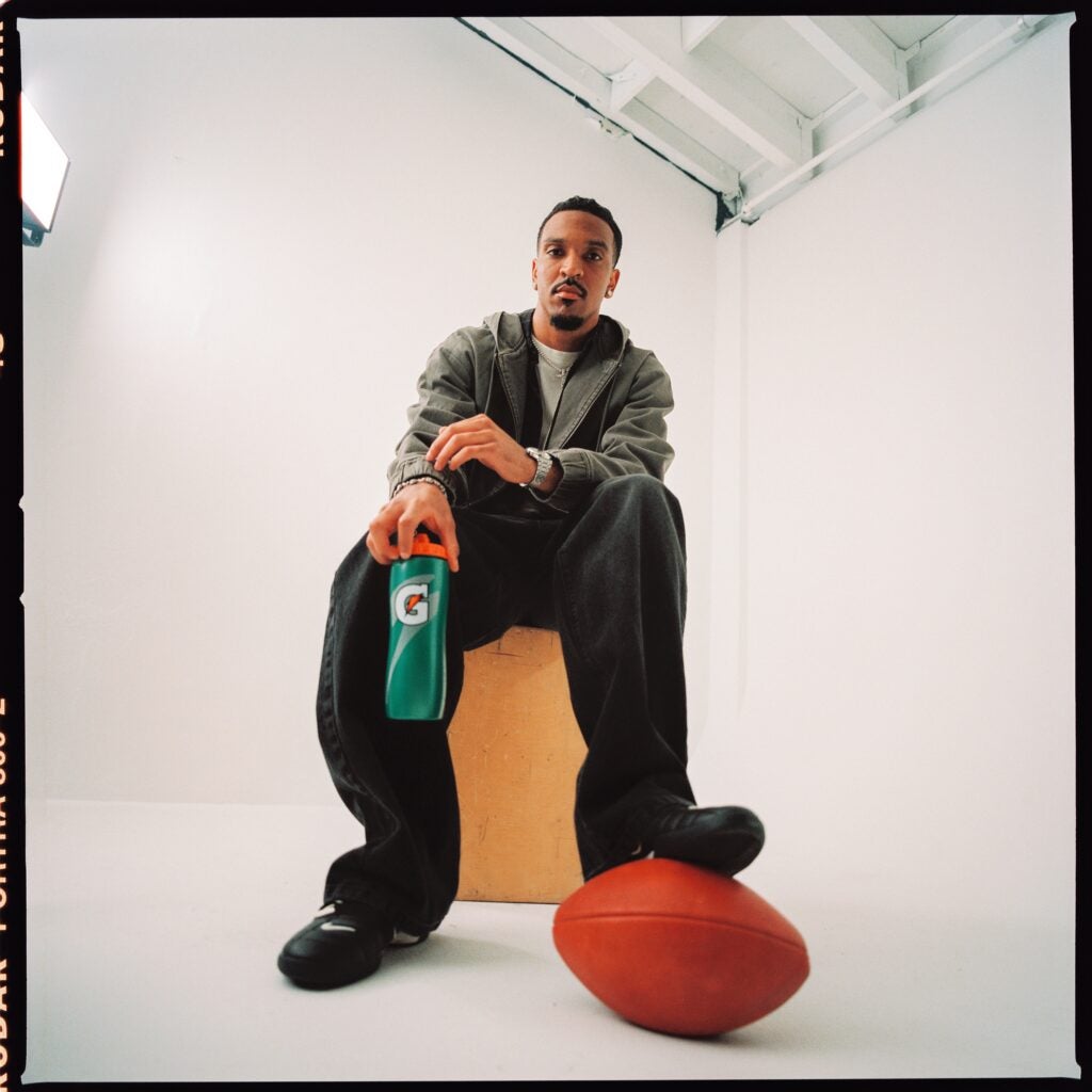 Jayden Daniels poses for a picture during a recent shoot with Gatorade.