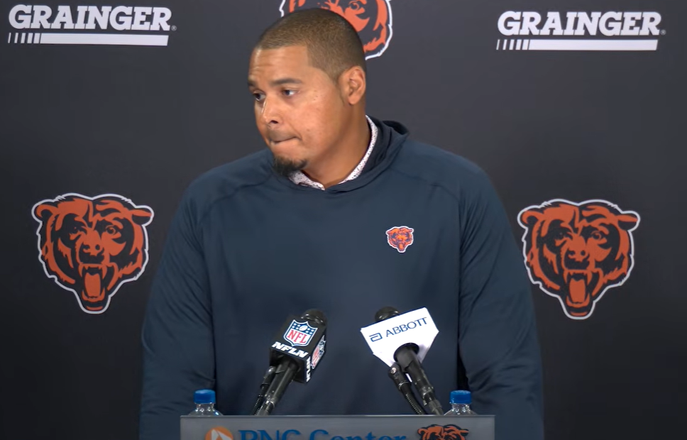 Chicago Bears general manager Ryan Poles speaks with the media ahead of training camp.
