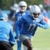 Detroit Lions wide receiver Denzel Mims (17) runs a route during training camp Tuesday, July 25, 2023.