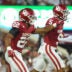 Sep 9, 2023; Norman, Oklahoma, USA; Oklahoma Sooners defensive back Peyton Bowen (22) celebrates with Oklahoma Sooners defensive back Woodi Washington (5)during the fourth quarter against the Southern Methodist Mustangs at Gaylord Family-Oklahoma Memorial Stadium.