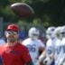 Bills defensive coordinator Bobby Babich keeps an eye on drills during day three of the Buffalo Bills training camp at St. John Fisher University in Pittsford, Friday, July 26, 2024.