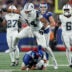 Sep 26, 2024; East Rutherford, New Jersey, USA; Dallas Cowboys defensive end Marshawn Kneeland (94) reacts after sacking New York Giants quarterback Daniel Jones (8) during the third quarter at MetLife Stadium.