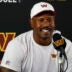 Jul 24, 2025; Ashburn, VA, USA; Washington Commanders outside linebacker Von Miller (24) speaks with the media after practice on day two of training camp at OrthoVirginia Training Center at Commanders Park.