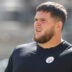 Sep 14, 2025; Pittsburgh, Pennsylvania, USA; Pittsburgh Steelers center Zach Frazier (54) looks on before the game against the Seattle Seahawks at Acrisure Stadium.