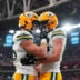 Oct 19, 2025; Glendale, Arizona, USA; Green Bay Packers tight end Tucker Kraft (85) celebrates a touchdown against the Arizona Cardinals with Green Bay Packers tight end Luke Musgrave (88) during the second half against the Arizona Cardinals at State Farm Stadium.