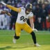 Dec 7, 2025; Baltimore, Maryland, USA; Pittsburgh Steelers linebacker T.J. Watt (90) chases down Baltimore Ravens quarterback Lamar Jackson (8) during the first half at M&T Bank Stadium.