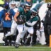 Dec 14, 2025; Philadelphia, Pennsylvania, USA; Philadelphia Eagles linebacker Zack Baun (53) celebrates with cornerback Adoree' Jackson (8) after an interception during the third quarter at Lincoln Financial Field.