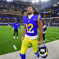 Jan 4, 2026; Inglewood, California, USA; Los Angeles Rams wide receiver Puka Nacua (12) leaves the field following a game against the Arizona Cardinals at SoFi Stadium.