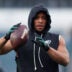 Jan 11, 2026; Philadelphia, PA, USA; Philadelphia Eagles running back Saquon Barkley (26) warms up prior to an NFC Wild Card Round game against the San Francisco 49ers at Lincoln Financial Field.