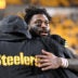 Jan 12, 2026; Pittsburgh, PA, USA; Pittsburgh Steelers linebacker Patrick Queen (6) hugs a teammate following an AFC Wild Card Round loss to the Houston Texans at Acrisure Stadium.