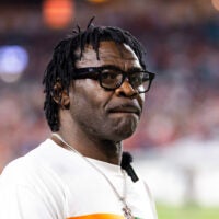 Jan 19, 2026; Miami Gardens, FL, USA; Miami Hurricanes former player Michael Irvin against the Indiana Hoosiers during the College Football Playoff National Championship game at Hard Rock Stadium.