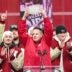 Indiana Hoosiers head coach Curt Cignetti holds up the coaches trophy on Saturday, Jan. 24, 2026, during the Indiana Football College Football Playoff National Championship celebration and parade at Memorial Stadium in Bloomington.