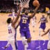 Feb 5, 2026; Los Angeles, California, USA; Los Angeles Lakers forward LeBron James (23) drives past Philadelphia 76ers center Joel Embiid (21) in the second half at Crypto.com Arena.