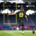 Feb 25, 2026; Indianapolis, IN, USA; Florida place kicker Trey Smack (PK03) kicks the ball during the NFL Scouting Combine at Lucas Oil Stadium.
