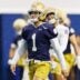 Wide receiver Jaden Greathouse (1) during a Notre Dame football practice at Irish Athletic Center on Friday, March 20, 2026, in South Bend.